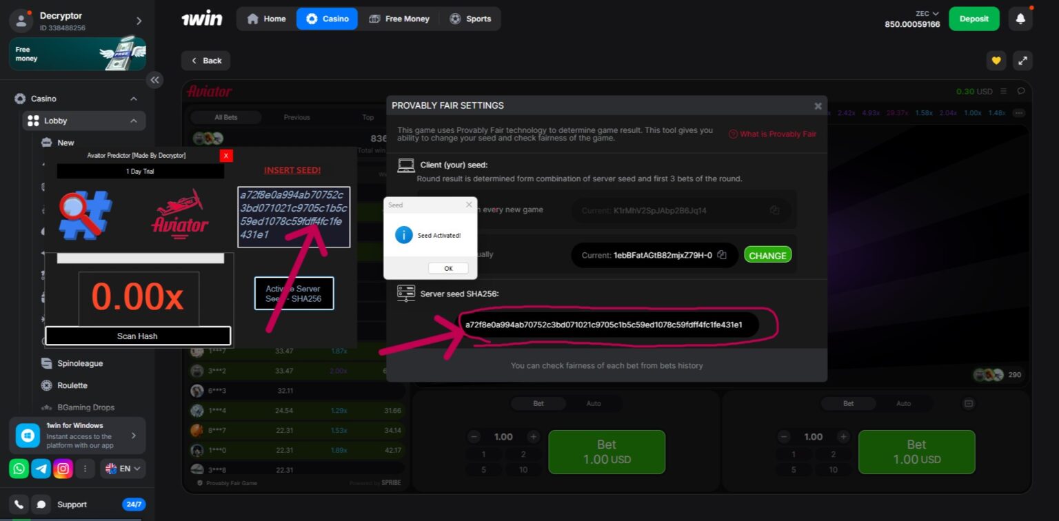 Aviator Seed/Hash Tutorial